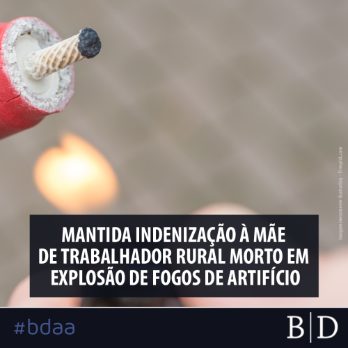 MANTIDA INDENIZAÇÃO À MÃE DE TRABALHADOR RURAL MORTO EM EXPLOSÃO DE FOGOS DE ARTIFÍCIO